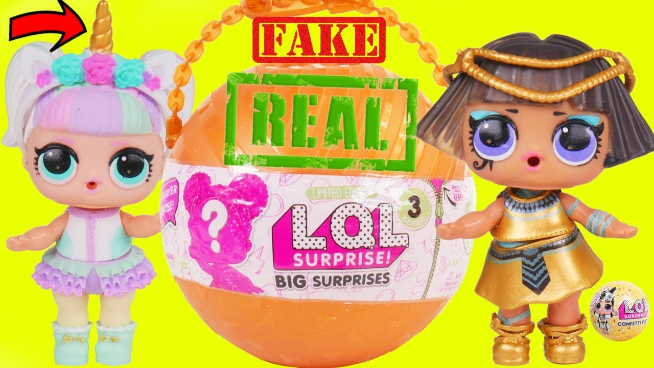 Unicorn and Pharaoh Babe Open Giant Fake Ball + Babysit LOL Surprise Dolls Punk Boi