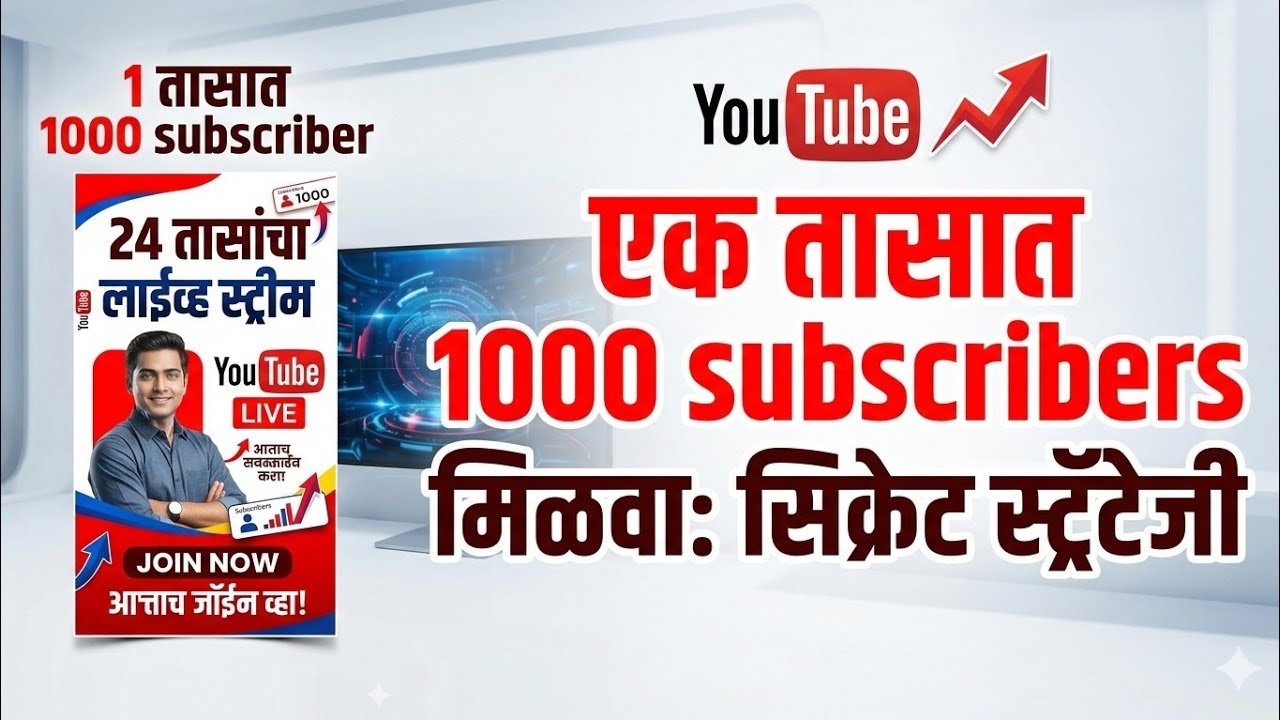 1 तासात 1000 Subscriber कसे वाढवावे? 🔴 Live Proof | YouTube Growth Trick 2026