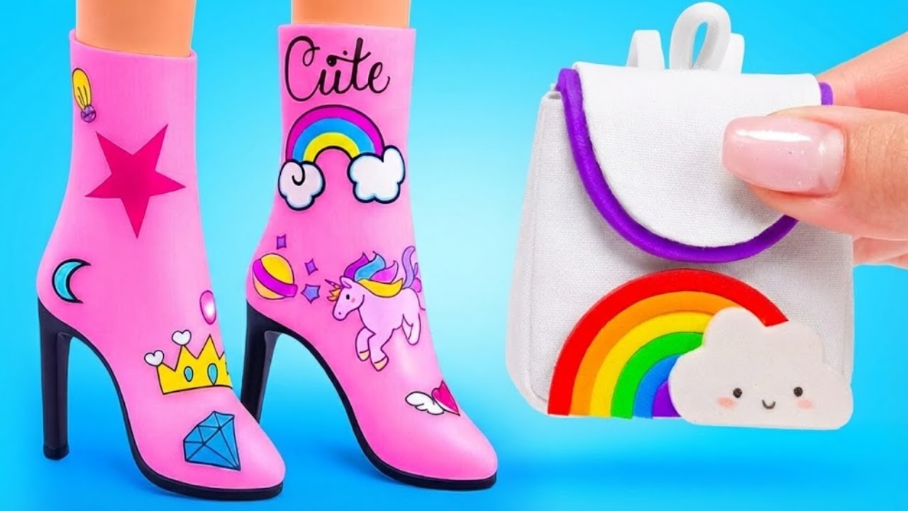 Море мини-туфелек! Ботинки, каблучки и обувь Барби DIY 👠💖