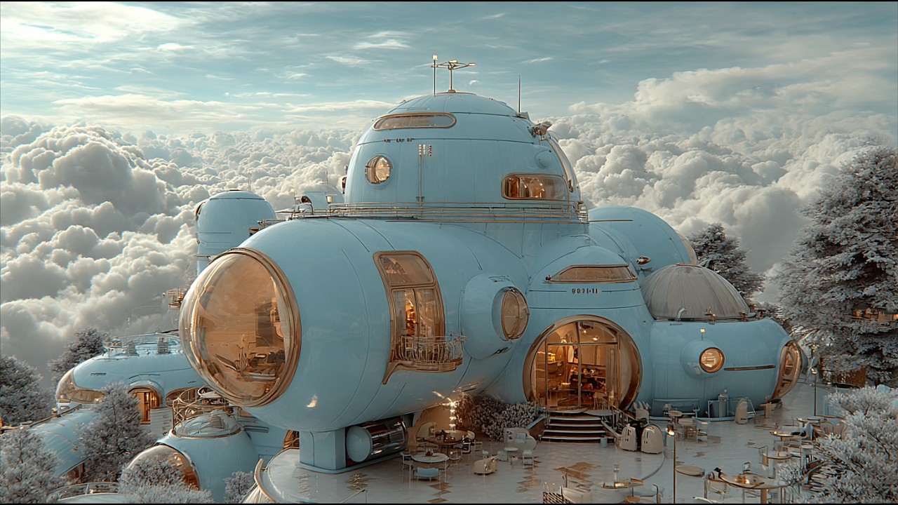宇宙船ホテル - retro futuristic spaceship hotel