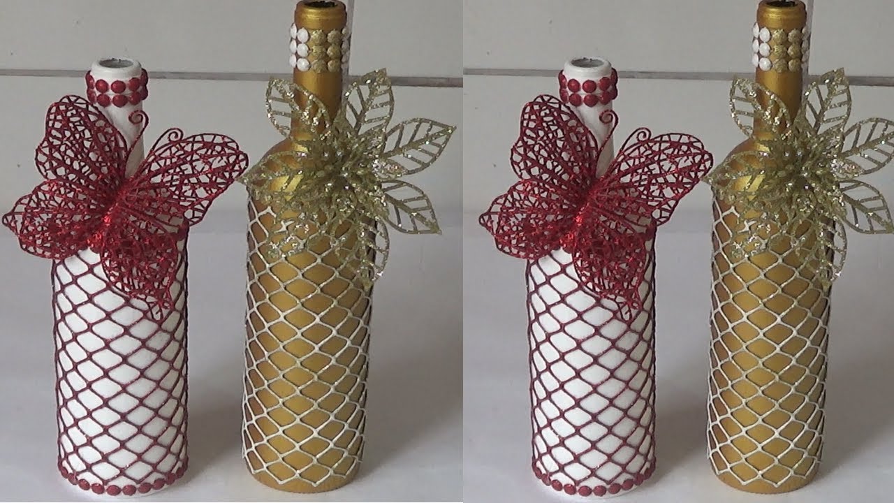 GARRAFA DECORADA COM TELA PLÁSTICA