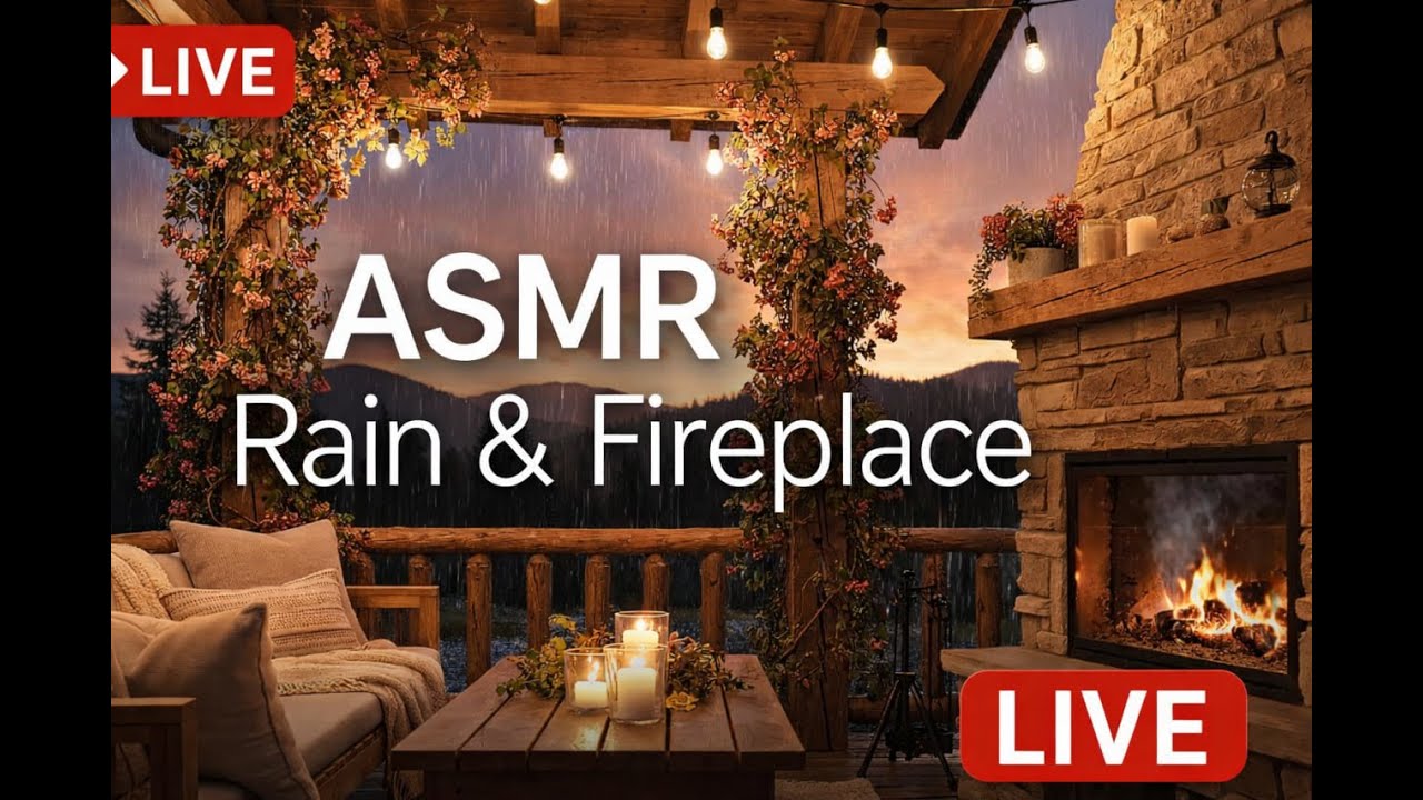 🔴 LIVE ASMR Rain & Fireplace 🔥🌧️ | Cozy Cabin Ambience for Sleep & Relax
