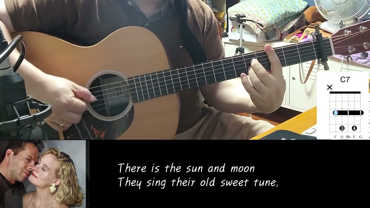 Moonlighting theme  -  Al Jareau, guitar backing, chord diagram