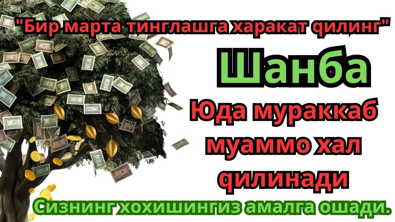 Шанба куни Пайғамбар Муҳаммад ﷺ Шанба, инша Аллоҳ,омонлик, бойлик ва муваффақият келтиради дуолар.
