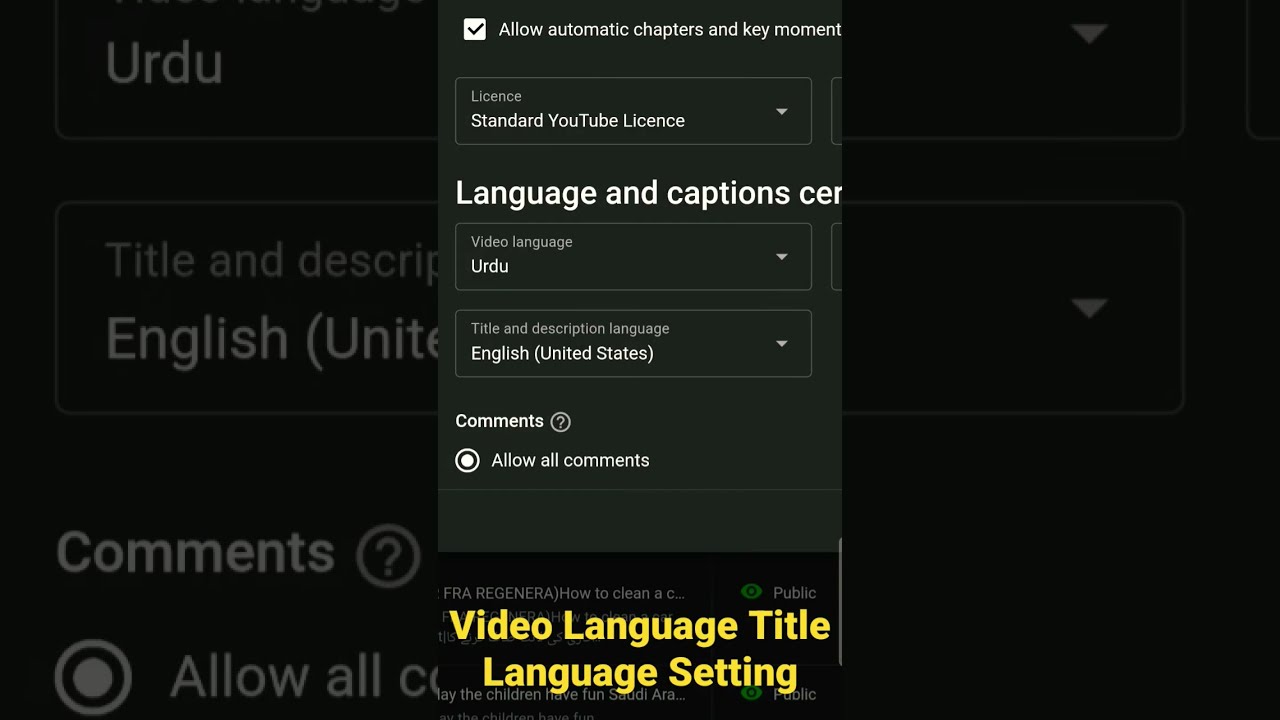 Video Language Setting Title Setting Language