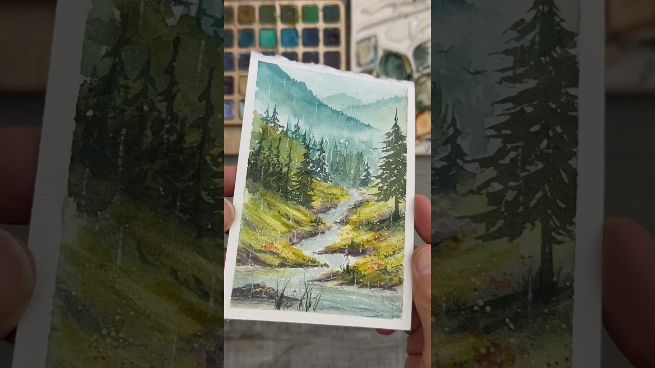How to Paint Rain! #painting #watercolor #rainyday #paintingtutorial #howtopaint #watercolorpainting
