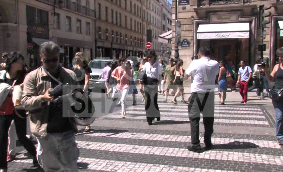 Victoria Beckham walking from Chanel to Balenciaga in Paris