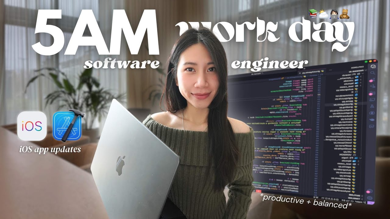 Productive Software Engineer vlog 👩🏻‍💻 Waking Up at 5 AM, Launching iOS Updates & Healthy Habits 🌱