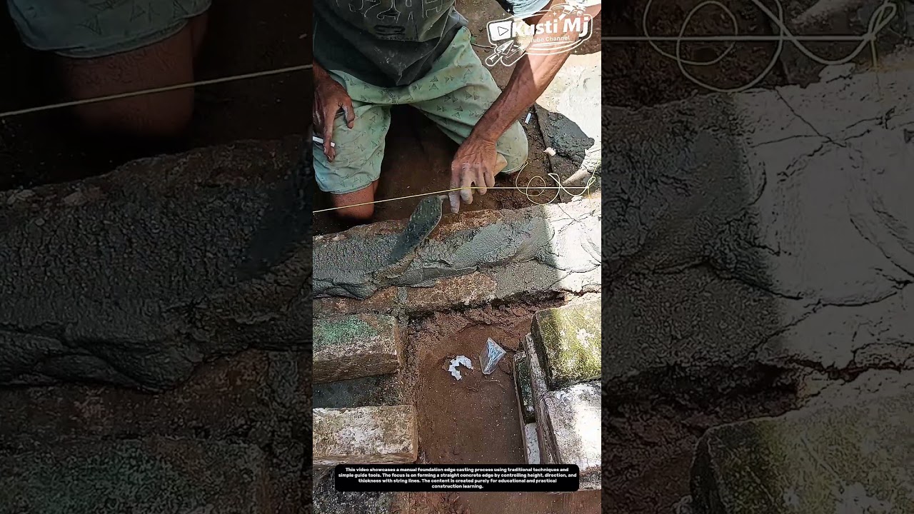 Manual Foundation Edge Casting with String Line Control | Traditional Construction Learning.