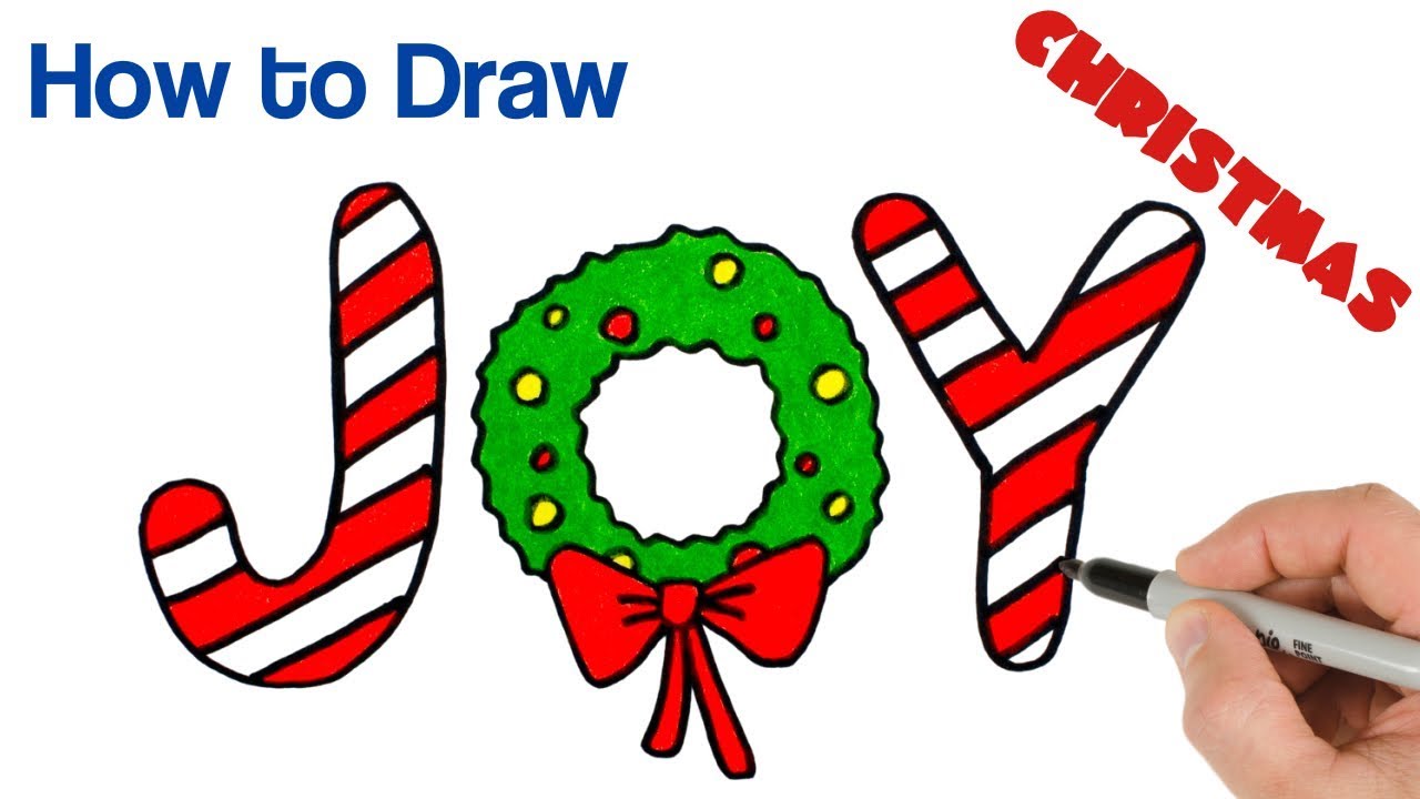 How to Draw Christmas Wreath JOY | Christmas Drawings Art Tutorial