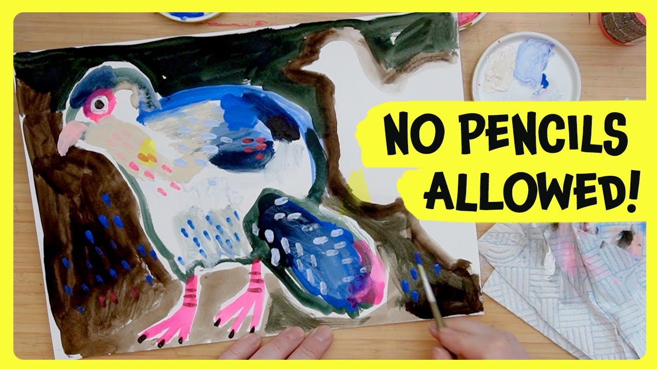 Playing with paint & ink for birbfest