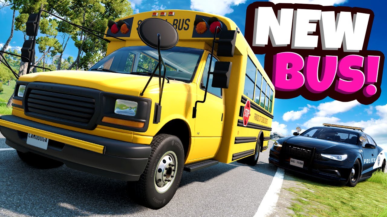 POLICE CHASE with a NEW School Bus Mod in BeamNG Drive Mods!