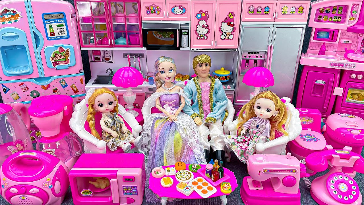 14 Minutes Satisfying with Unboxing Barbie Doll Pink Rock Bed Toys,Swing& Slide Toys Review | ASMR