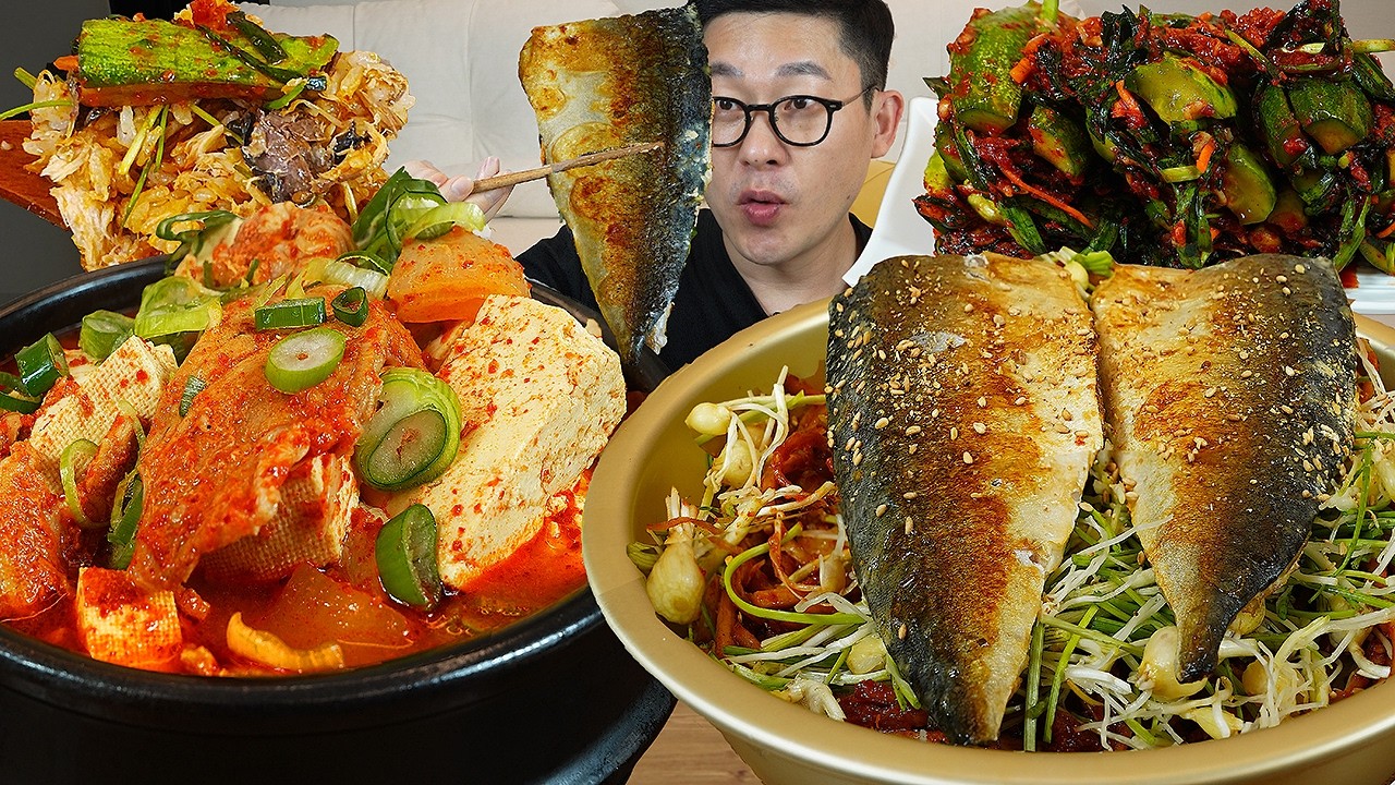 완전 별미네요🤤ㅎ 🐟고등어달래비빔밥과 돼지두부짜글이 오이소박이 요리 먹방 MUKBANG