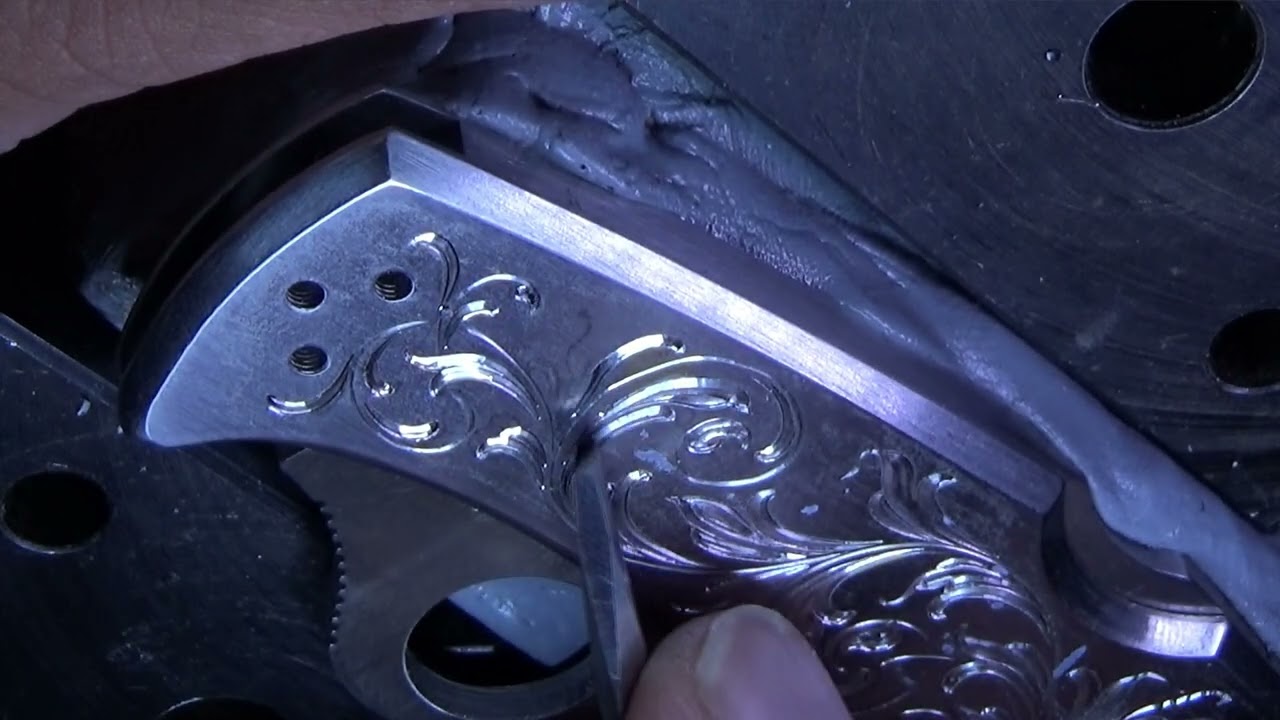 Hand Engraving A Flare Cut Motif Into A Spyderco Knife