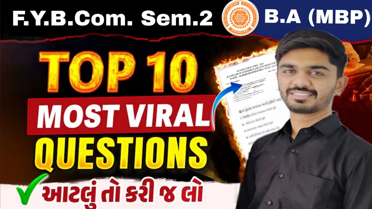 F.Y.B.Com. Sem. - 2  BA (MBP) Top 10 Most IMP Questions #vnsgu @vision_classes_vr