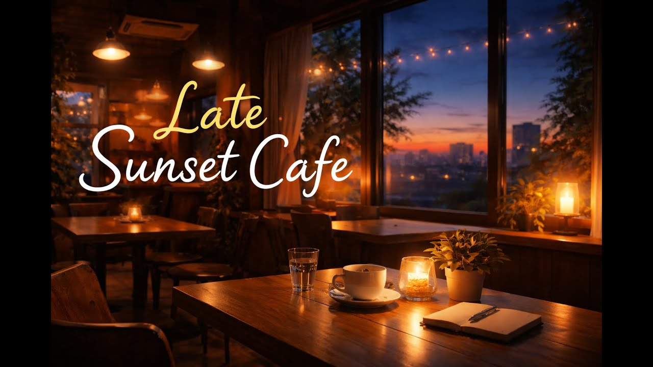 Late Sunset Cafe – Calm Evening Coffee Shop Ambience | Soft Background Music for Study & Relaxation