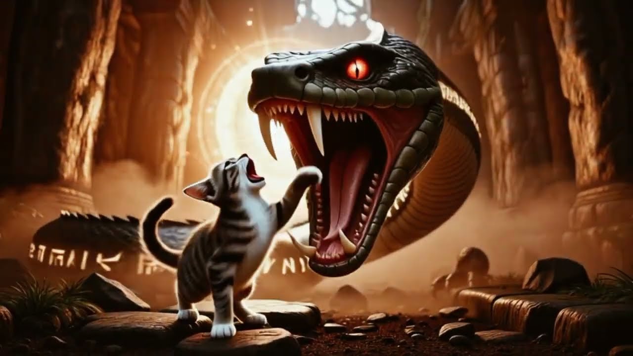 Brave Kitten vs Giant Snake 😱 | Divine Twist Ending!” 😥