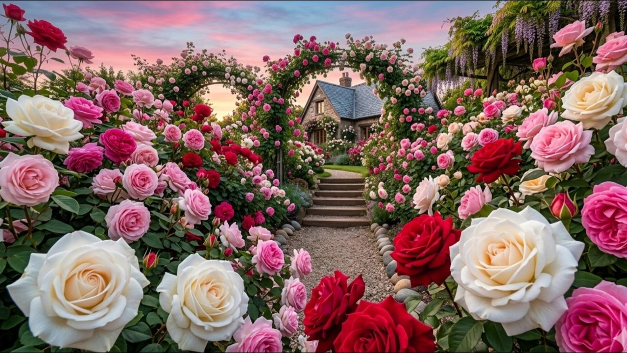 Rose Garden Tour | Stunning Natural Flowers 4K 🌹Relaxing Walk Through a Flower Paradise 🌺