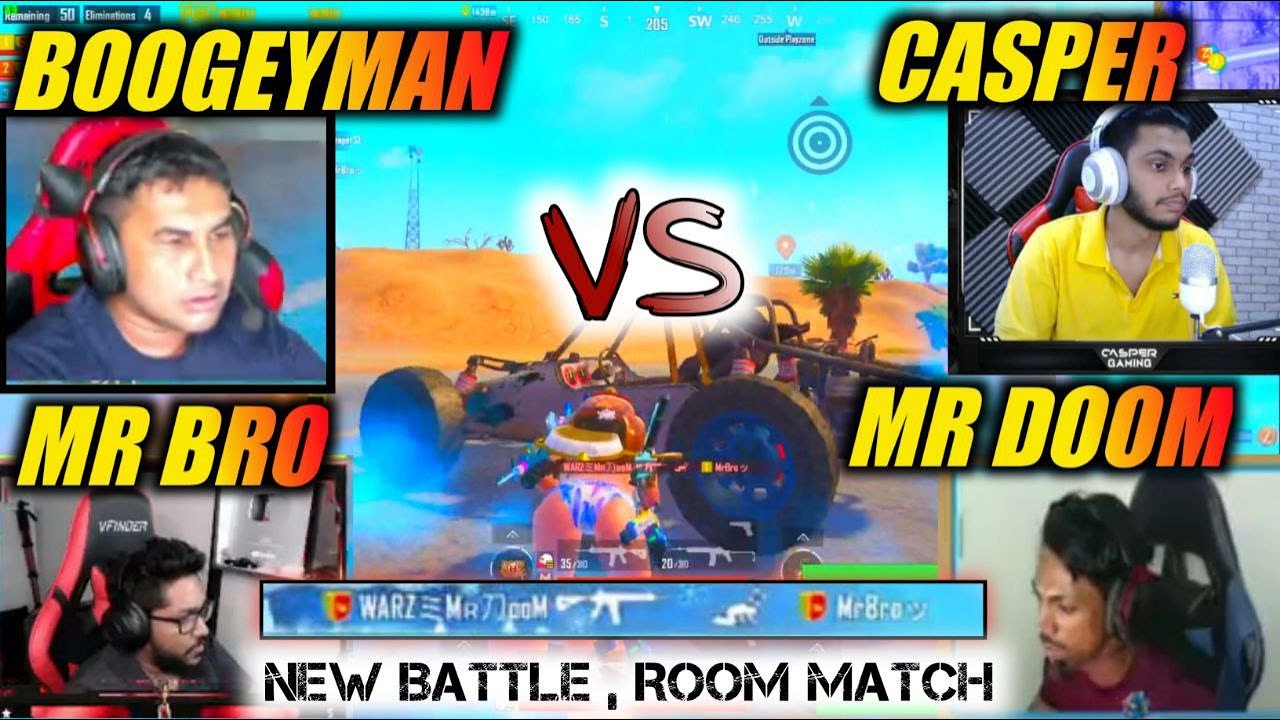 MR BRO & BOOGYMAN vs MR DOOM & CASPER || Mr doom 1 vs 4 battle || New battle in room match || pubg