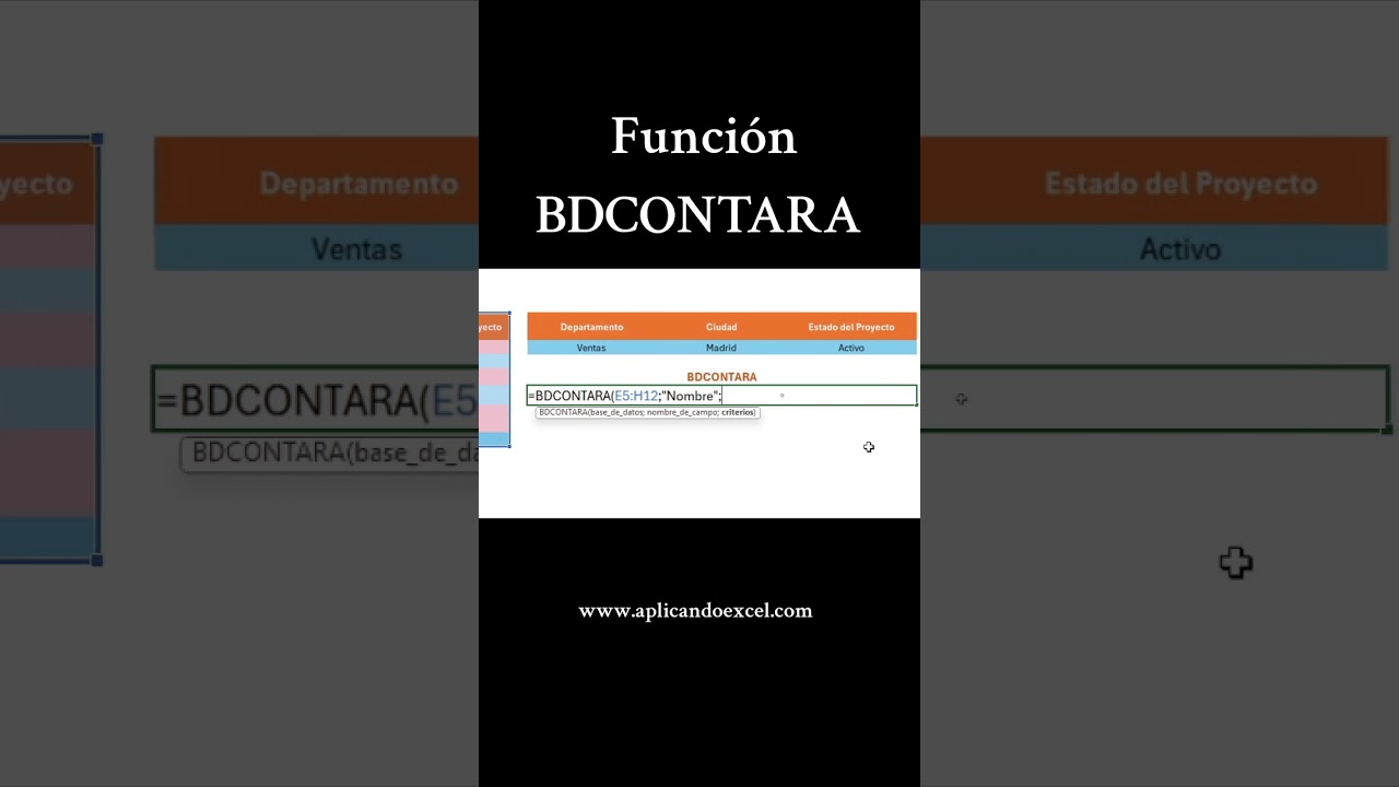 👁️&zwj;🗨️ Funci&oacute;n BDCONTARA #AplicandoExcel www.aplicandoexcel.com