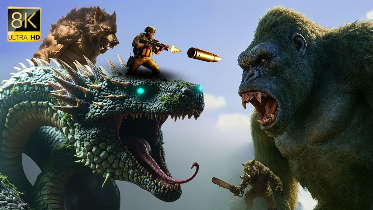 King Kong vs Giant Serpent, Werewolf, Leopard Man, Boar Man & Elephant Monster – Epic Battle 2025