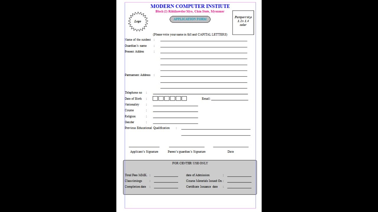 Application Form tuah dan