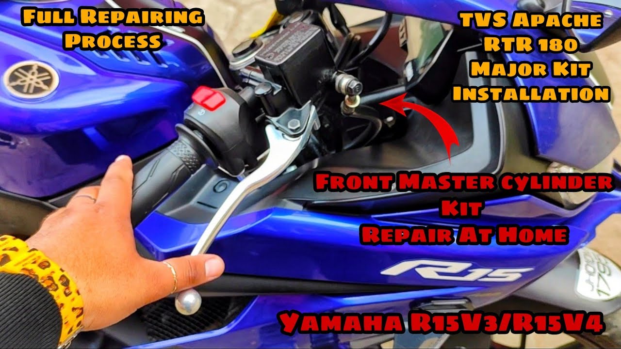 Front Master Cylinder Repairing At Home| YAMAHA R15V3/R15V4| TVS Apache Major Kit Fitting In R15|DIY