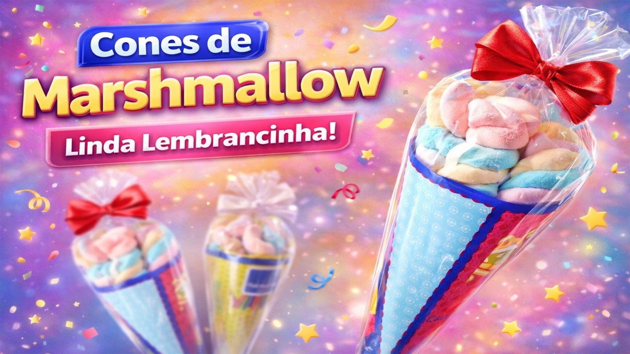 Cone de Marshmallow para Festa Infantil 🎉 A Lembrancinha Mais Linda e Fácil de Fazer!