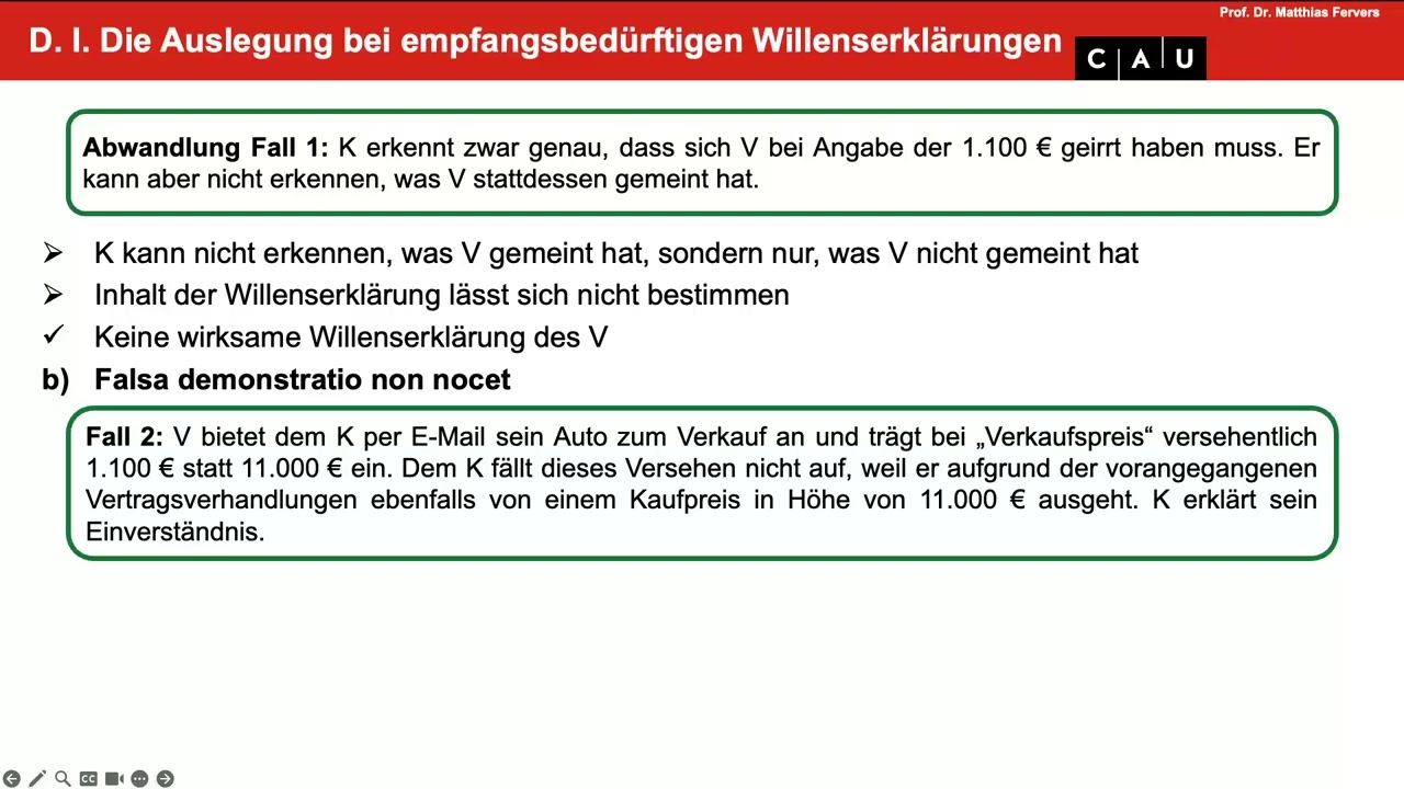 BGB AT – Folge 08 (Auslegung von Willenserklärungen)