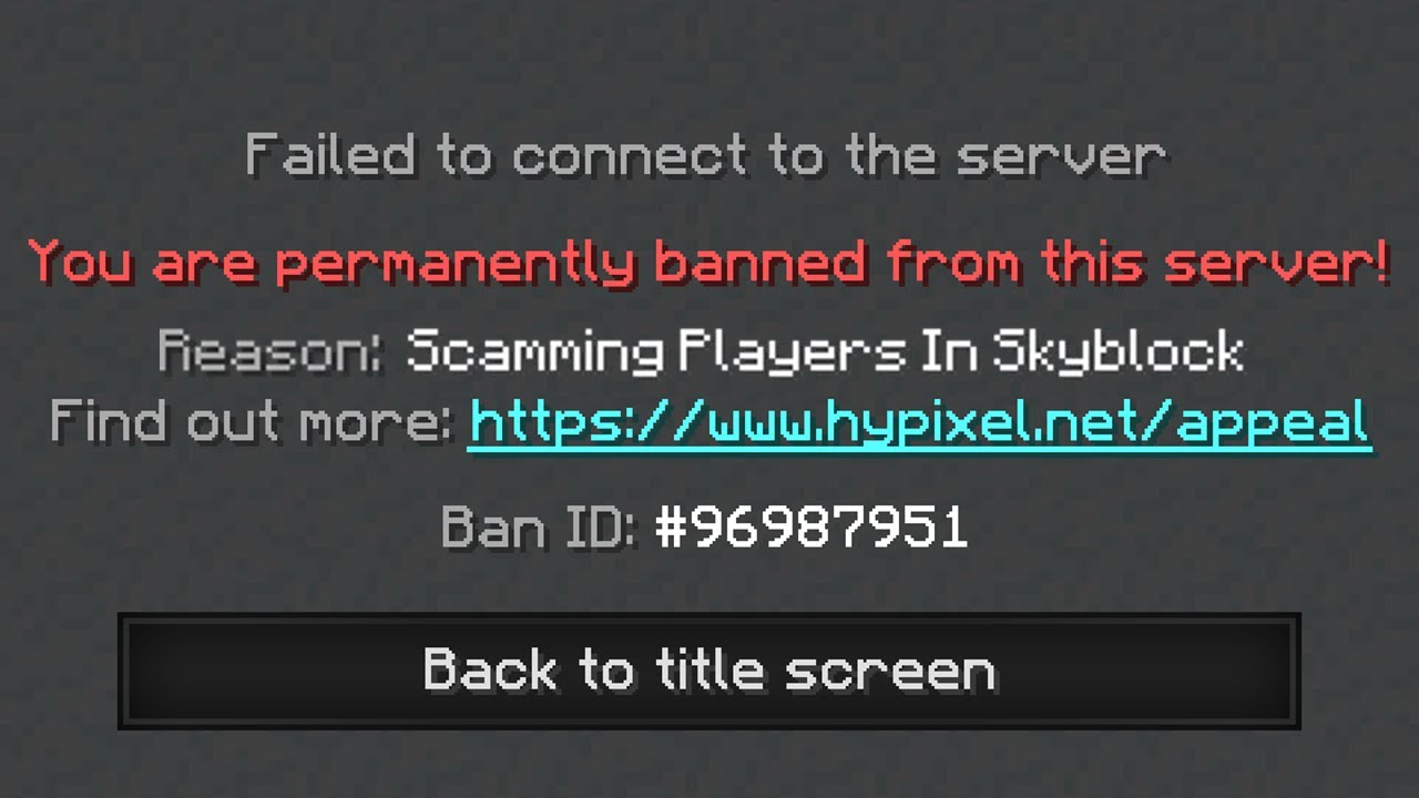 Мошенники навсегда забанены на Hypixel Skyblock