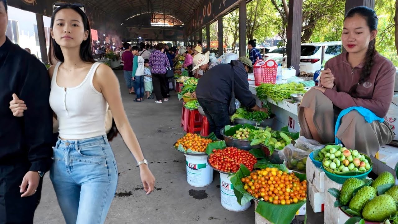 Cambodian Street Food Review 2026 - Walking tour in Countryside Food Market, Kien Svay Krao Resort