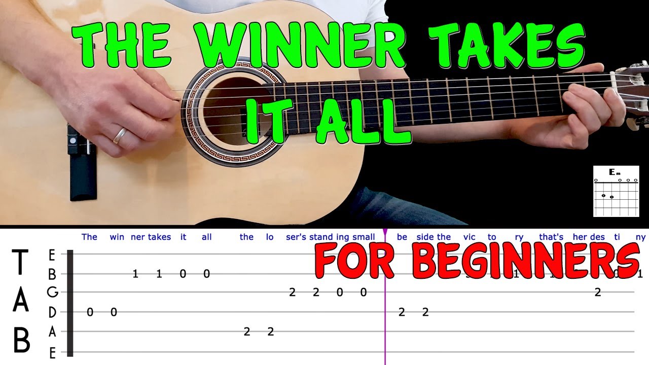 THE WINNER TAKES IT ALL | Easy guitar melody lesson for BEGINNERS (with tabs) - ABBA