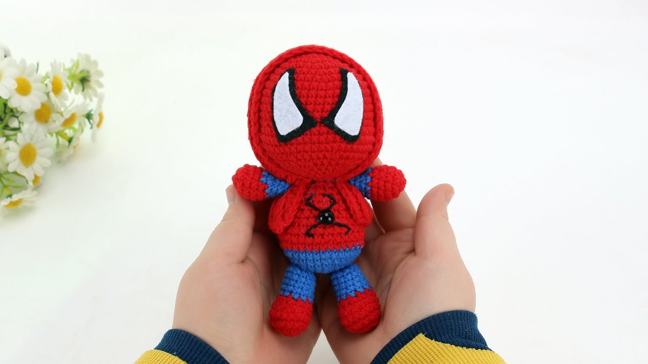 娟娟编织,蜘蛛侠,英雄归来第一集Step by step .DIY Tutorial  crochet spider-man Part.1