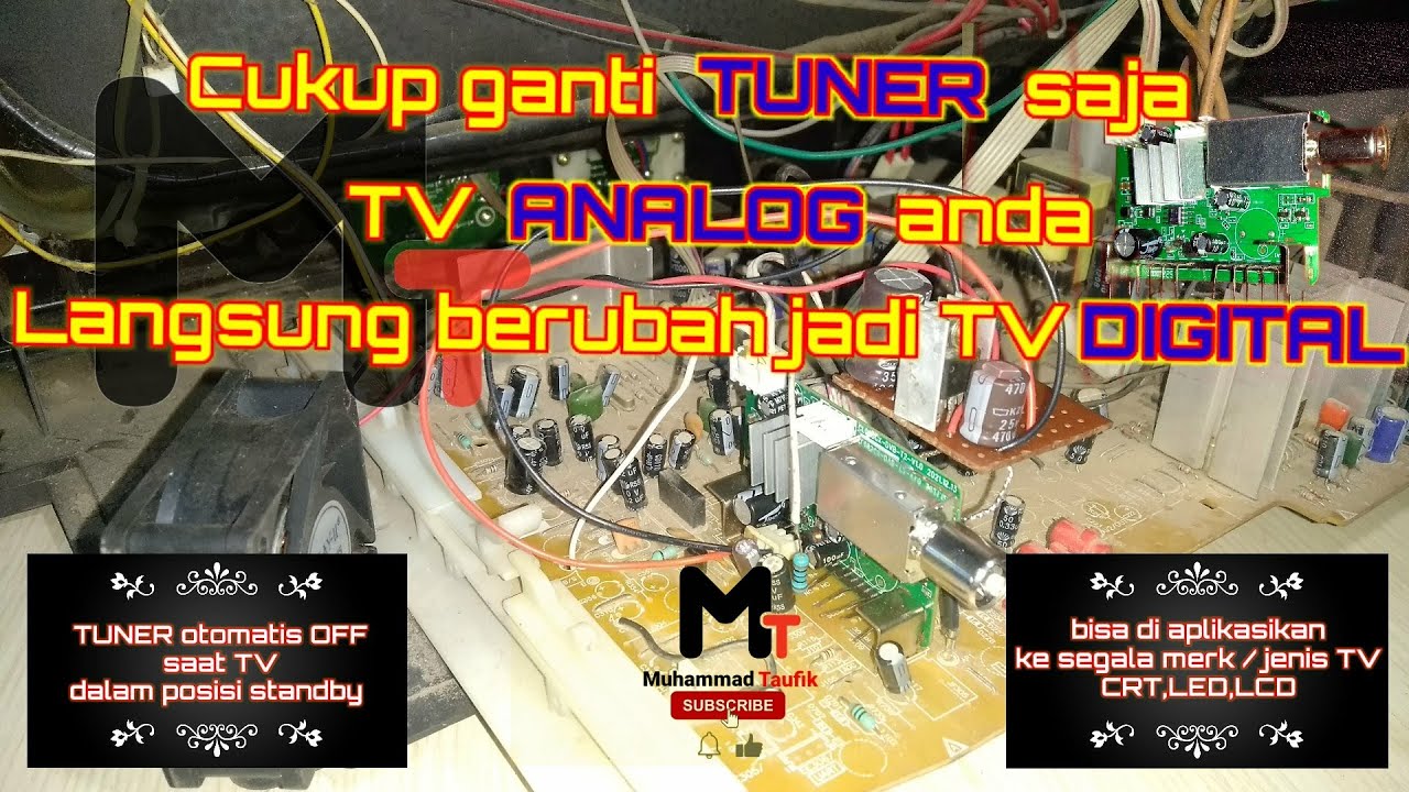 cara pasang tuner digital pada tv tabung #tunerdigital #polytron