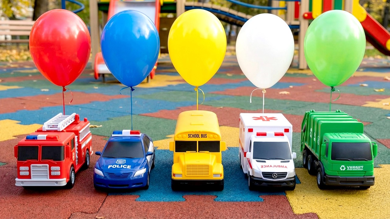 Pop the Balloons! 🎈 Magic Color Change Toy Cars! 🚗 Realistic Fire Truck & Police Car