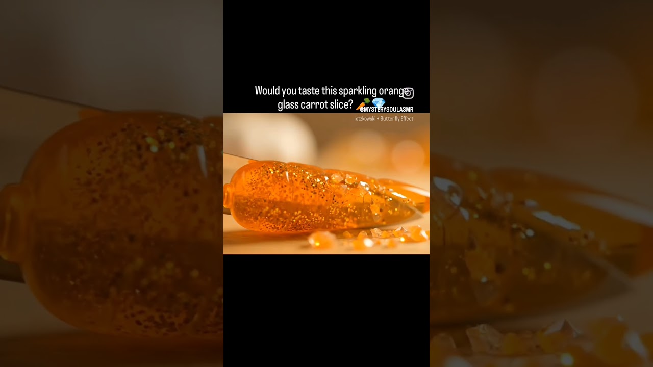 Would you taste this sparkling glass carrot slice?🥕💎#glass #fruitasmr #aiasmr #oddlysatisfying