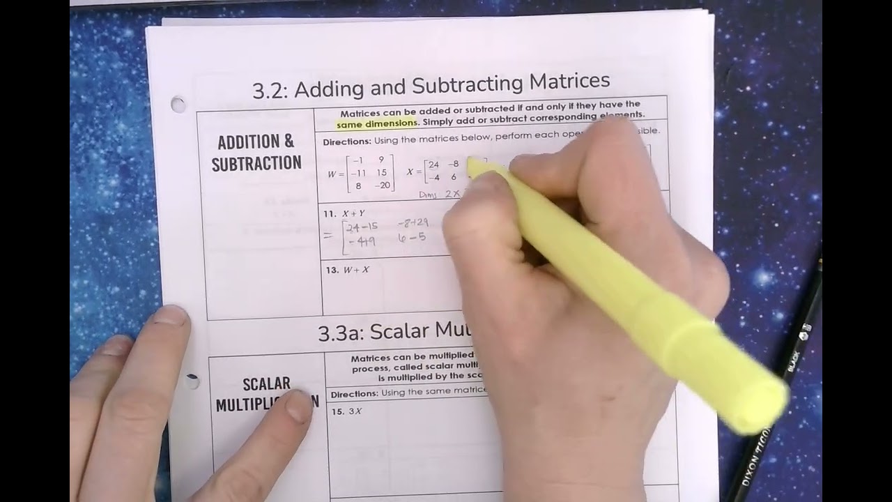 A3 3.2 Adding and Subtracting Matrices
