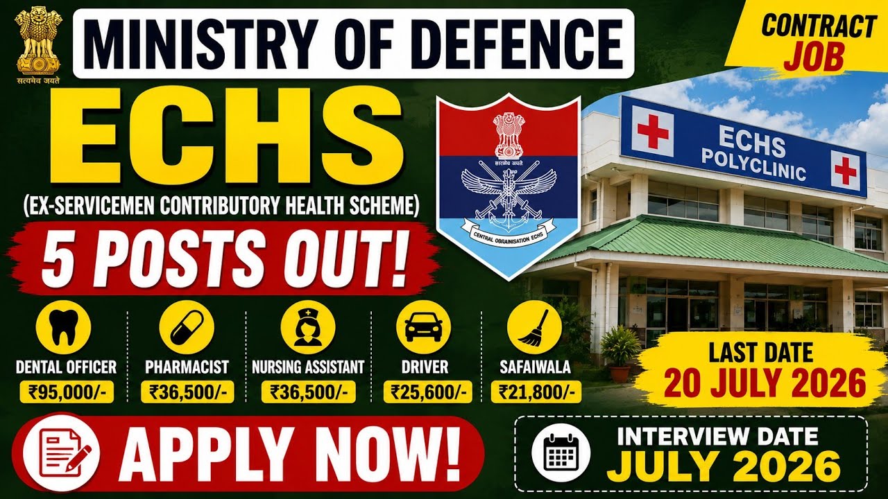 ECHS Recruitment 2026|Apply Offline|BDS, Nurse, Pharmacist Vacancy