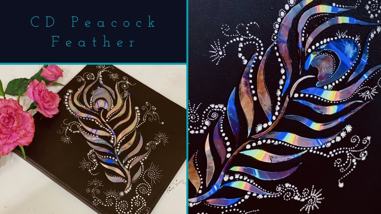 Latest CD Craft Ideas- CD Peacock Feather on Canvas/ CD WallHanging #nimakiran #cdcraft #cdcraftidea