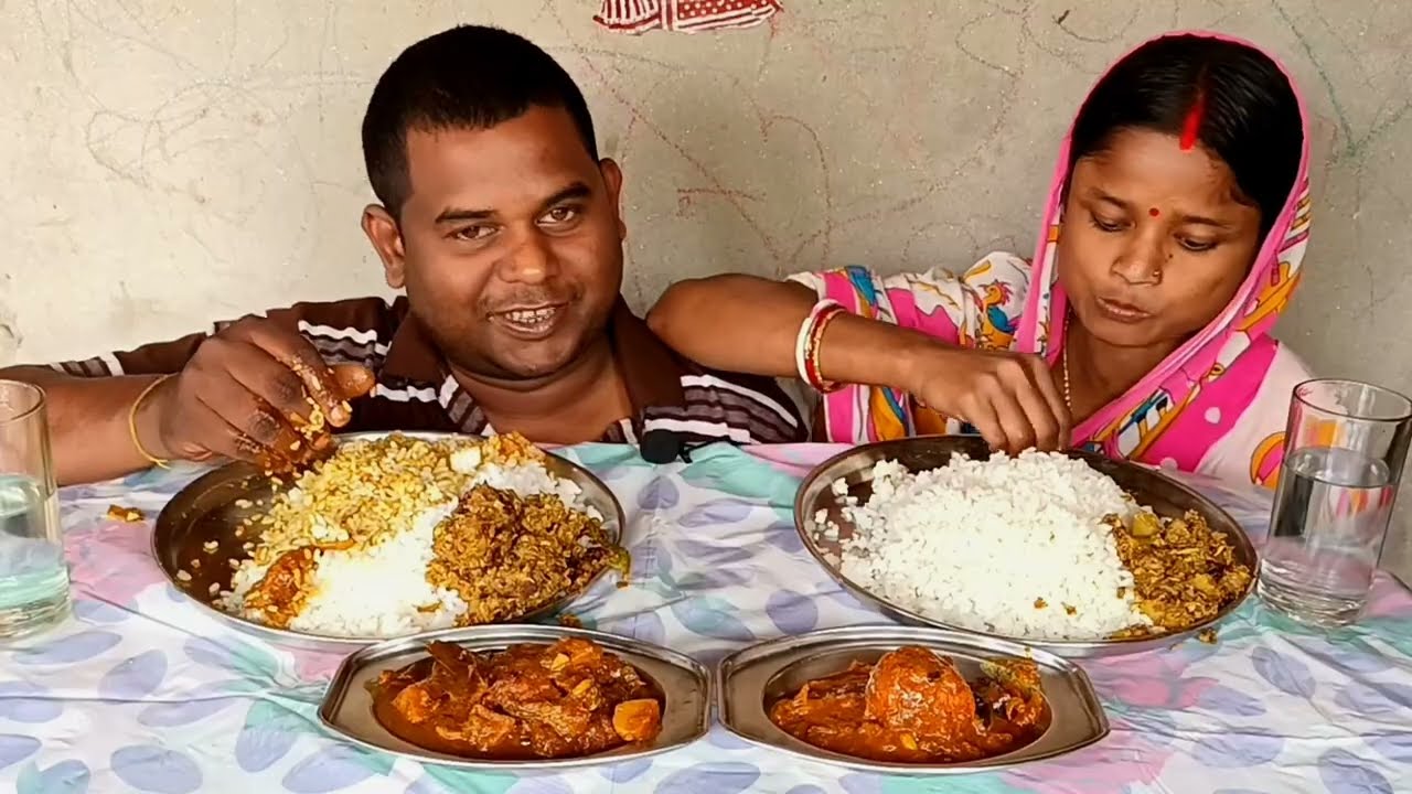 Asmr Eating 🔥 Spicy Fish Curry, Spicy Egg Curry 🍛 😋 Badhakopir Ghonto With Rice 🍚 😋 