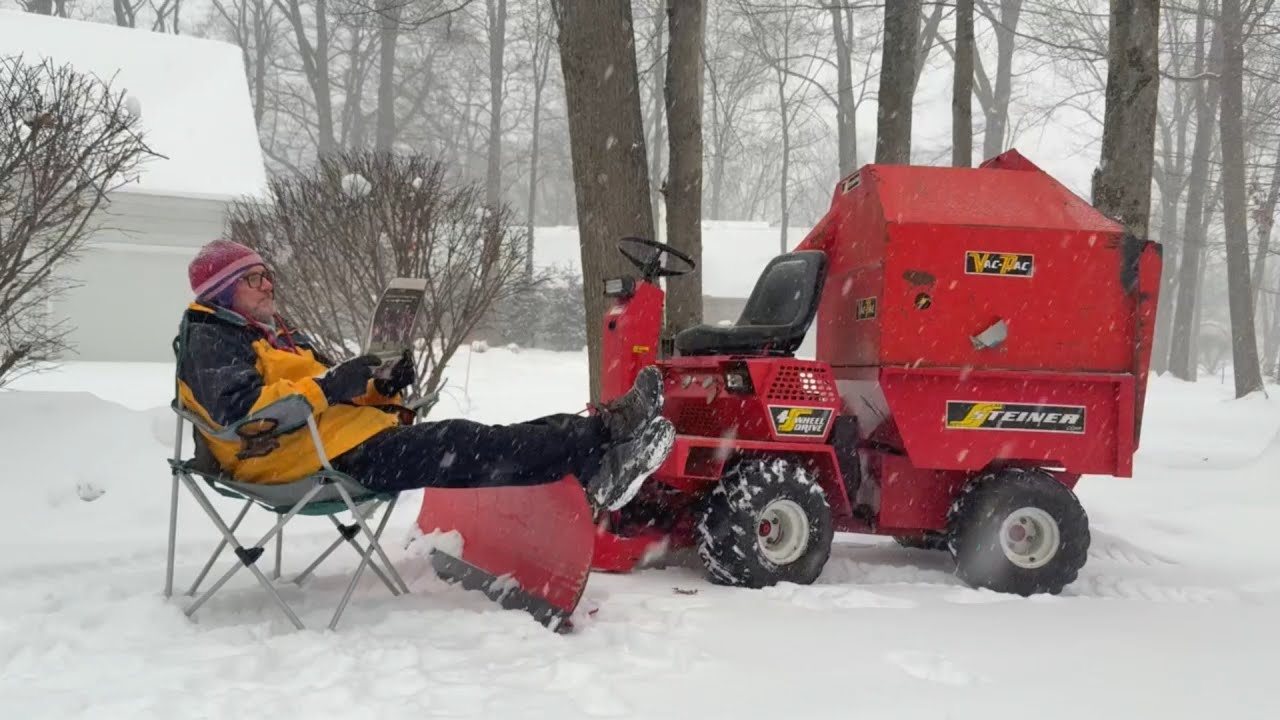 Steiner Tractor Plowing Snow in Chagrin Falls, OH