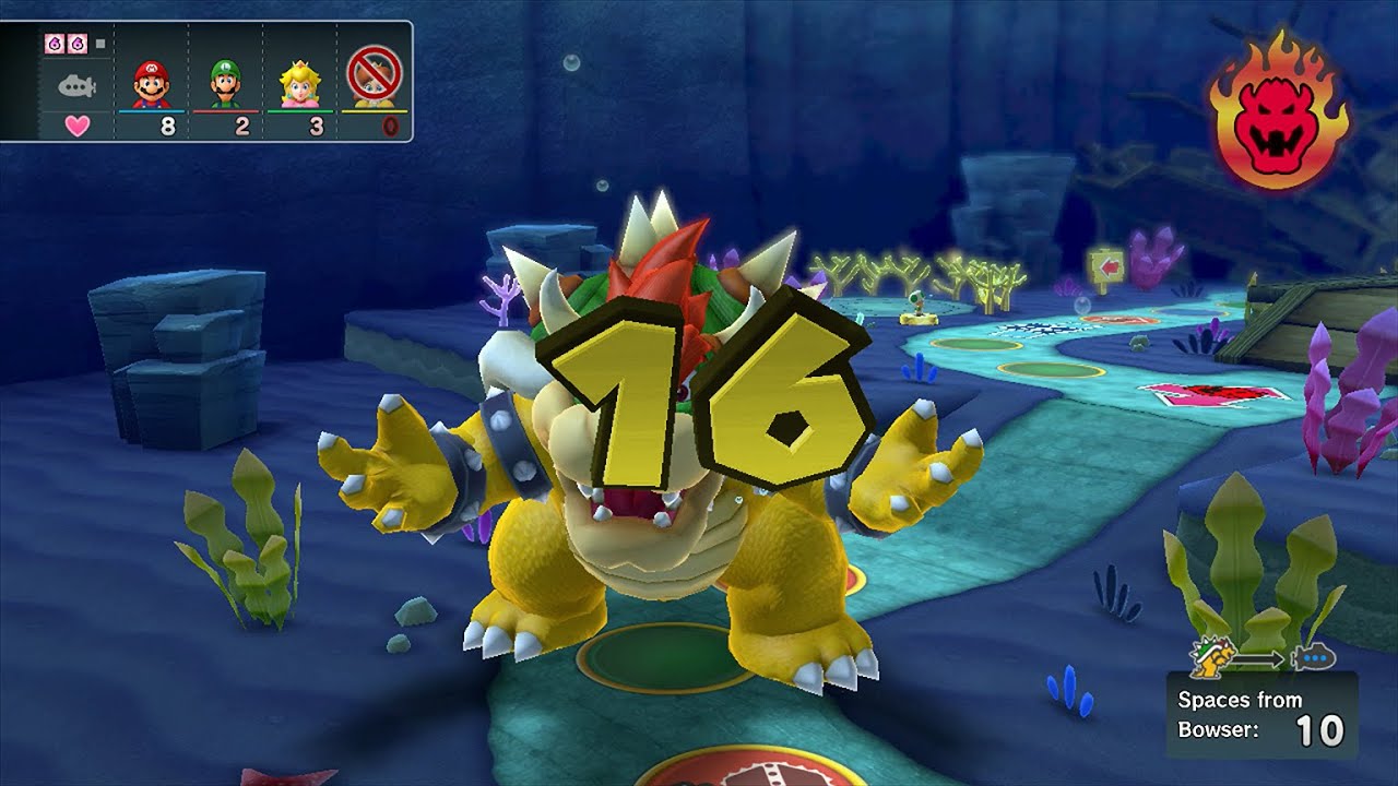 Mario Party 10 - Mario, Luigi, Peach, Daisy vs Bowser - Whimsical Waters