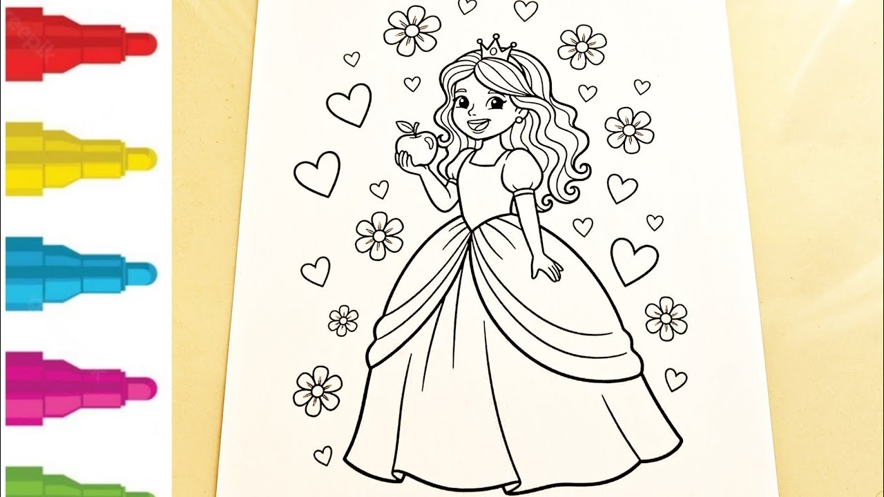 Cute Princess Coloring for Kids 👑🎨 | Learning Colors & Quiz Fun