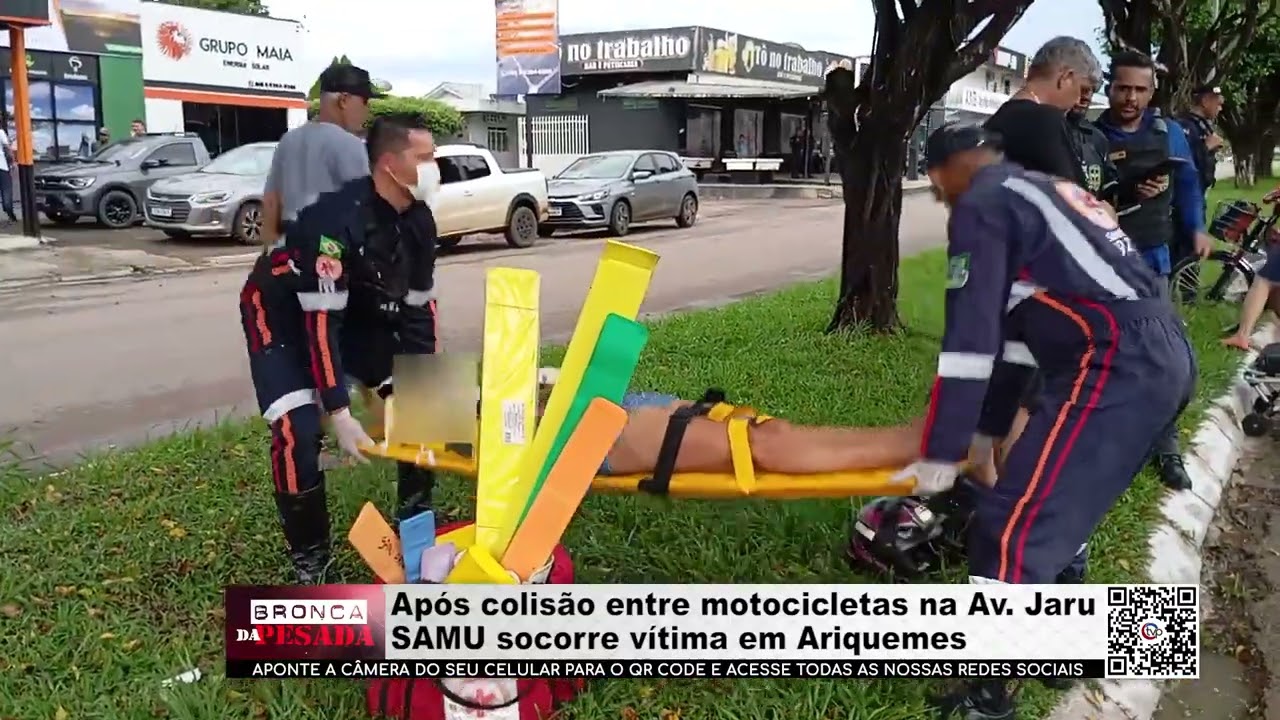 Após colisão entre motocicletas na Av  Jaru SAMU socorre vítima em Ariquemes