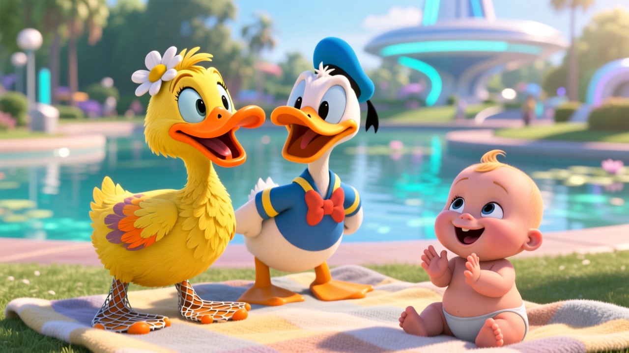 Купание в пруду с двумя утками 🦆🦆 | Веселая водная песенка для детей | Играем и поем