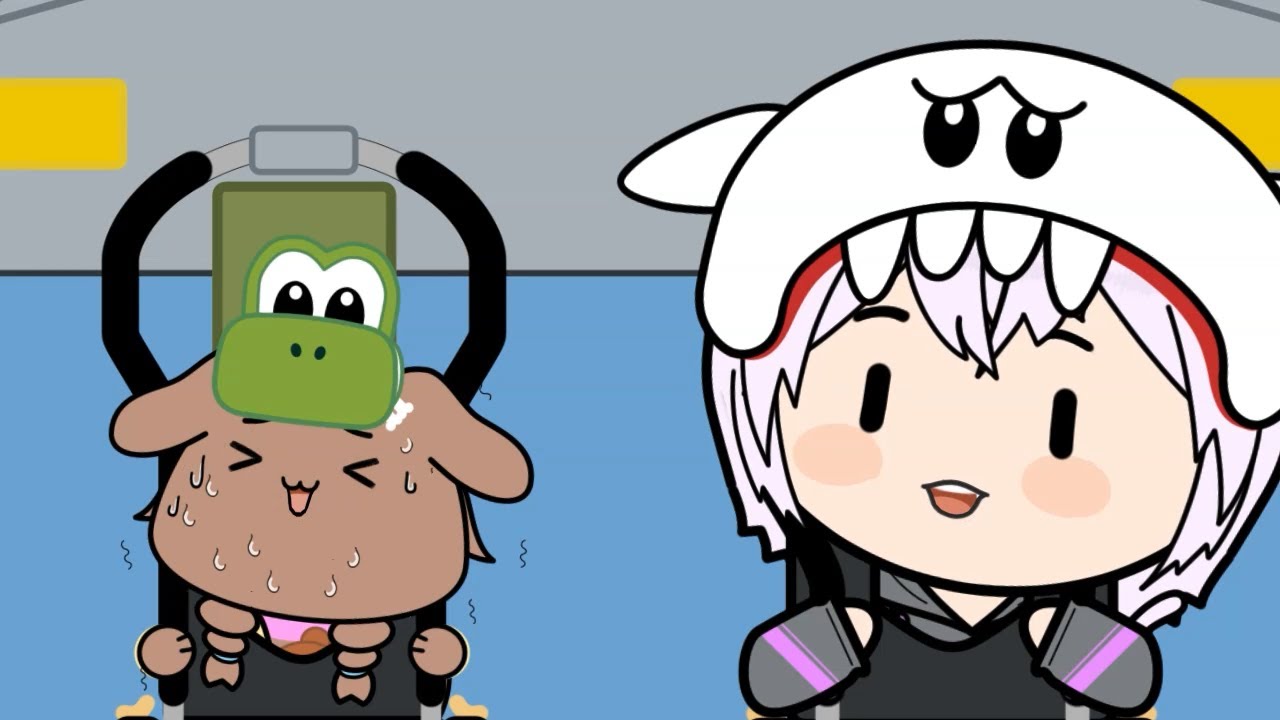 【手描き| en sub】ダイナソーに乗っても冷静に話しかけて来る おかゆにキレるころさん [ 猫又おかゆ / 毛玉ころね（戌神ころね） | ホロライブ 切り抜き アニメ ]