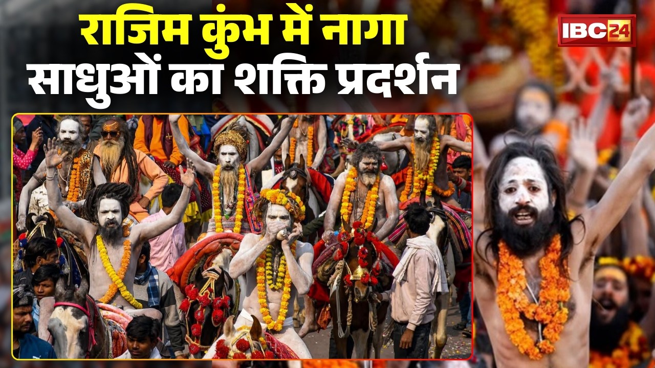 Rajim Kumbh Mela 2026: Naga Sadhus take out a grand procession at the Rajim Kumbh.