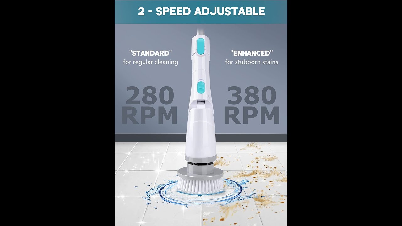 IAGREEA Electric Spin Scrubber 7 in 1, Bathroom Scrubber with Long Handle, Cordless Shower Scrubber