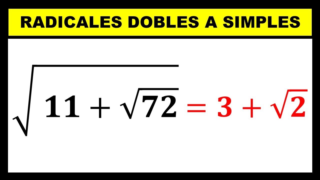 Radicales dobles a simples ejemplos | raíz doble a raíz simple | ejercicios resueltos